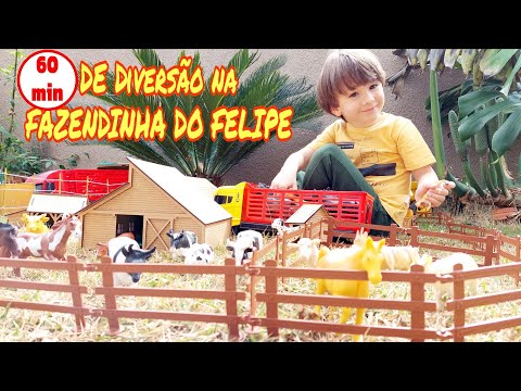 Fazendinha Felipe Canopf - 1 hora brincando com boi vaca cavalo caminhão na fazendinha -Toy Farm cow