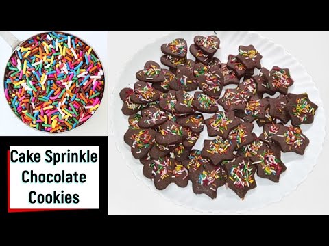 Cake Sprinkle Chocolate Cookies | Chocolate Sprinkle Biscuits | Chocolate Biscuit | Cook With Nuzhat