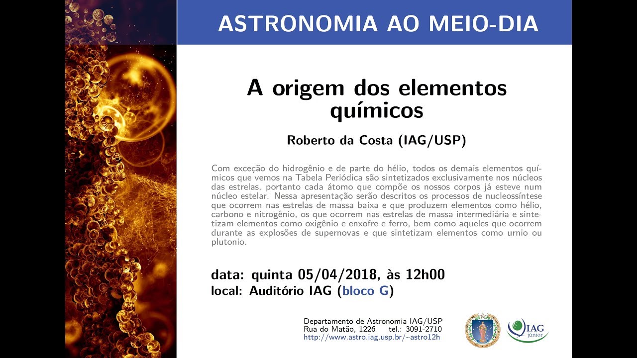 "A origem dos elementos químicos" - Roberto da Costa