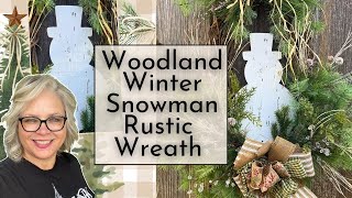 ❄️🤎☃️ Woodland Winter SNOWMAN RUSTIC Wreath with complete Bow Tutorial and other Wreath Making Tips