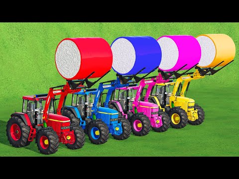 LOADER OF COLORS! JOHN DEERE LOADER TRACTORS vs MEGA COTTON BALES! TRANSPORT TO HIGH GARAGE! FS22