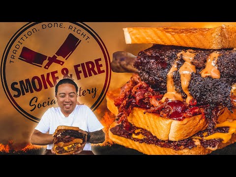 Smoke & Fire Social Eatery's Massive & Meaty MAC RIB SANDWICH!