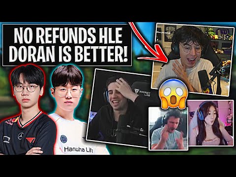 LOL STREAMERS REACT to T1 DESTROYING HLE in LCK! 😱DORAN is ZEUS FATHER!🔥