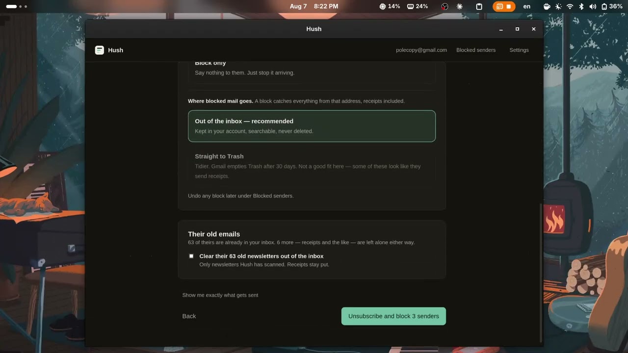 Hush — unsubscribe from every mailing list in your inbox