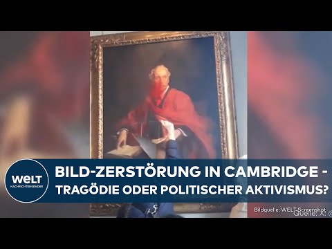 PROTEST IN LONDON: Maskierte Demonstrantin zerstört Kunstwerk des ehemaligen Premierministers
