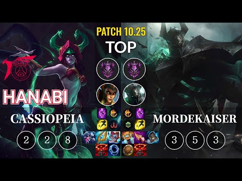 TLN Hanabi Cassiopeia vs Mordekaiser Top - KR Patch 10.25