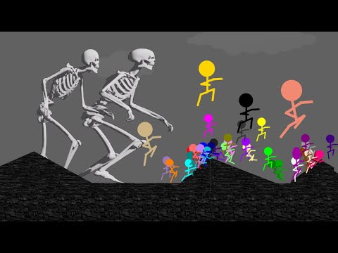 Stickman Run Escape The Scary Skeletons - Algodoo sTICKMAN - Survival Marble Race in Algodoo