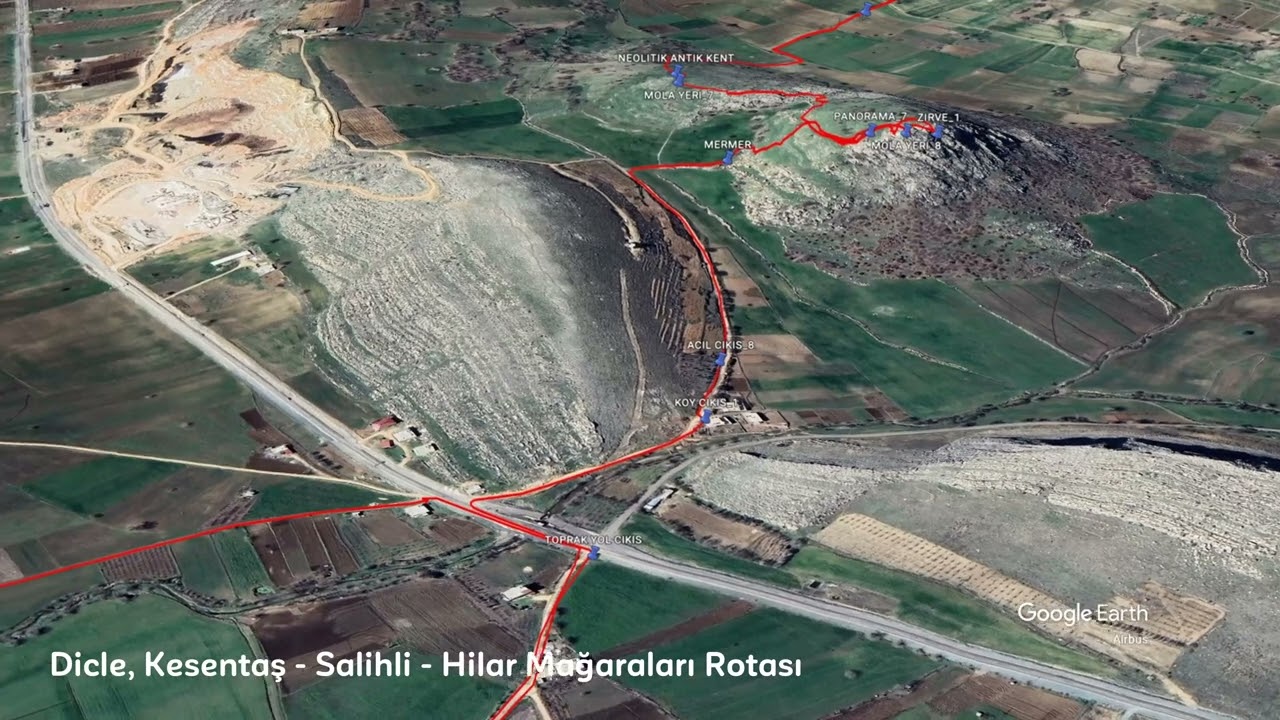 Diyarbakır Kral Yolu - Dicle, Kesentaş - Hilar Mağaraları Rotaları 3D