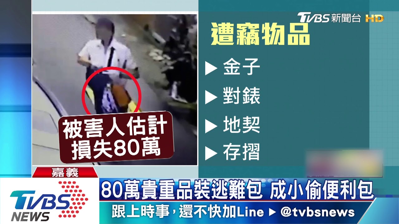 80萬貴重品裝逃難包 成小偷便利包