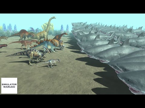 ALL DINOSAURS vs 100 AQUATICS Units Animal Revolt Battle Simulator