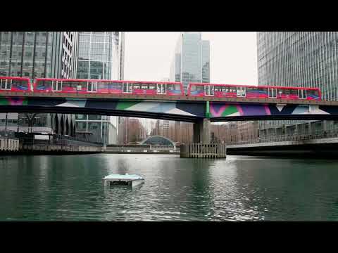 Plastic-eating robot shark in London’s Canary Wharf in a bid to reduce water pollution in the area