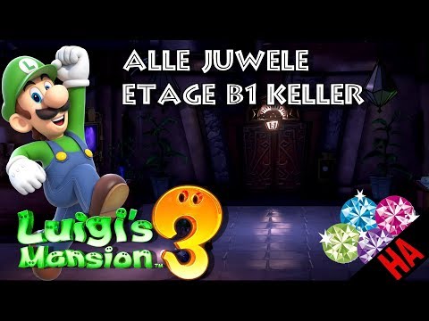 LOCATION OF ALL JEWELS - FLOOR B1 - BASEMENT 👻 LUIGI'S MANSION 3