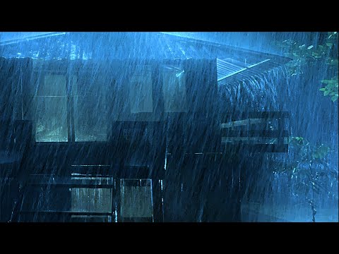 Goodbye Insomnia Within 3 Minutes with Heavy Rainstorm & Thunder on Metal Roof of Farmhouse at Night