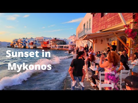 Sunset in Mykonos, Greece - 4K 60fps Evening Walking Tour