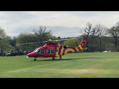 London Air Ambulance [Helicopter] Take off at Cassiobury Park Watford