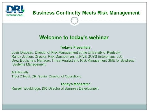 DRI Webinar Series: "Business Continuity Meets Risk Management"