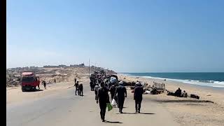 نزوح عبر شارع رشيد البحر من شمال غزة إلي الجنوب #اكسبلور #gaza 🇵🇸