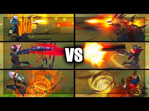 PROJECT vs HIGH NOON - All Skins Comparison Jhin Yasuo Lucian (League of Legends)