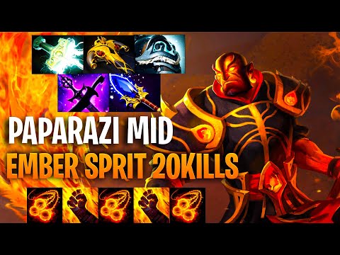 Paparazi Mid Ember Spirit 20 kills - Dota 2 Pro Immortal Ember Spirit Gameplay 7.34b