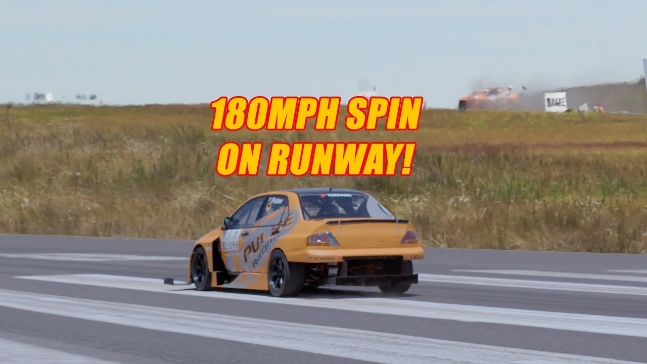 290km/h spin on runway!  - Pulse Racing Time Attack Evo at Snowy Mountains 1000 Runway Shootout