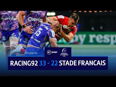 Racing92 vs Stade Francais Paris (33-22) | Racing see off 14 men Stade | Champions Cup Highlights