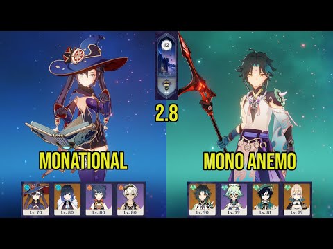 (F2P) C1 MONATIONAL & C0 XIAO Mono Anemo | 2.8 Spiral Abyss Floor 12 | Genshin Impact