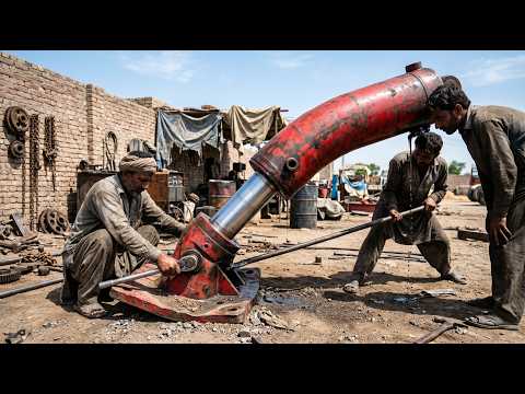 Pakistani Mechanic Restores BENT BIG TRUCK JACK - Pakistani Expert - @Discover Repairing Skills​