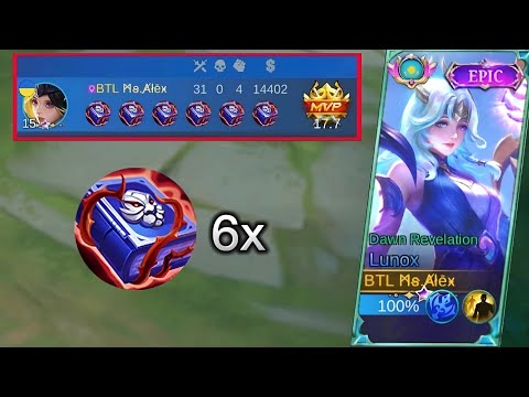 Lunox Gameplay + 6x Enchanted Talisman (31 KILLS 🔥 TOP GLOBAL!)