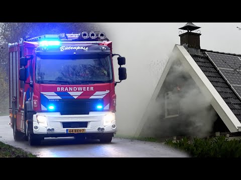 Gevel fors beschadigd na brand in schoorsteenpijp De Trieme | Brandweer met spoed onderweg