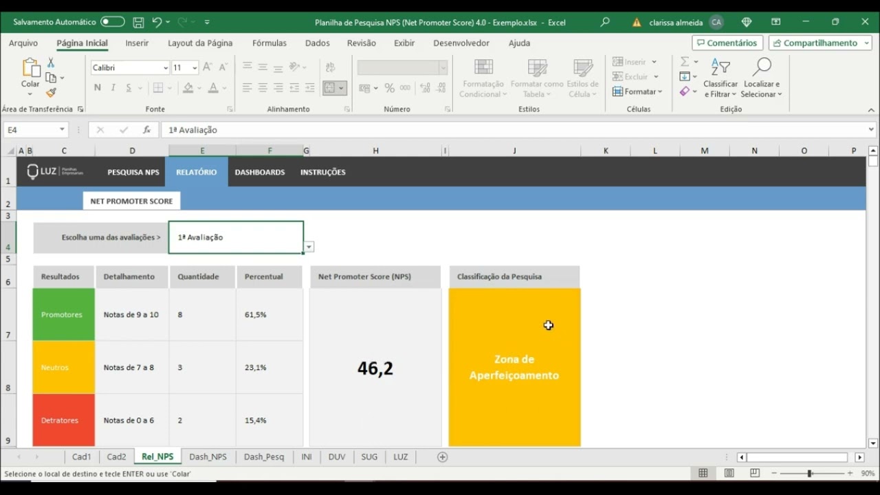 Planilha de Pesquisa NPS de Promotor Score 4.0