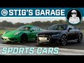 SPORTS CARS: N/A Porsche 718 Cayman GTS vs Turbo Audi TT RS | Stig's Garage ft. Becky Evans