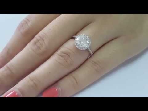 2.22 Total Carat DI1 Round Natural Diamond Halo  Engagement Ring 18k Ring 2.CT
