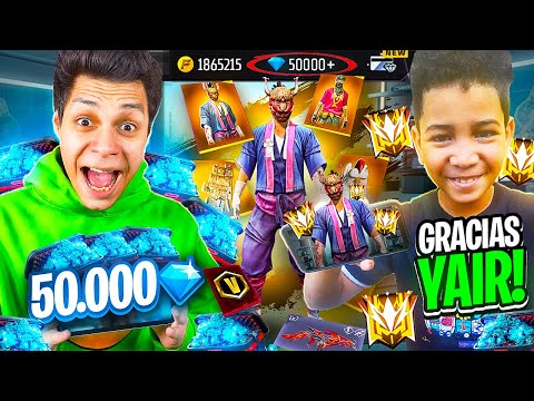 ¡LE REGALO 50,000 DIAMANTES a HAYATO VIRAL DE TIKTOK y LE CHETO LA CUENTA AL MÁXIMO en FREE FIRE!