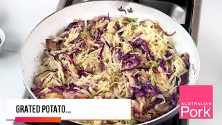 Pork Sausages with Cabbage Hash