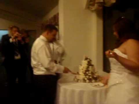 Cutting the cake.