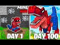 I Survived 100 Days As SPIDER REX In HARDCORE Minecraft