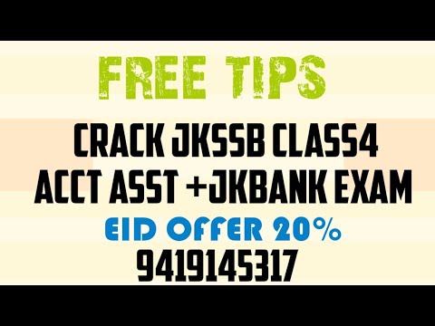 Tips To Crack #JKSSB CLASS4,ACCT ASST,#JKBANK exam.EID OFFER