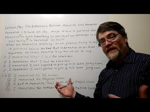 Tutor Nick P Lesson (96) The Difference Beween Memorize and Remember