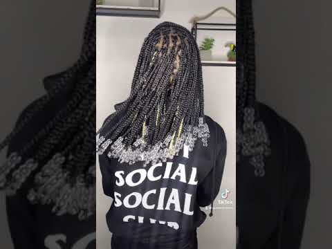 Small knotless box braids with beads