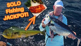 Solo Off-Shore Slam: 15lb Blackfin Tuna & Mahi Catch + Easy Harissa Mahi Recipe!
