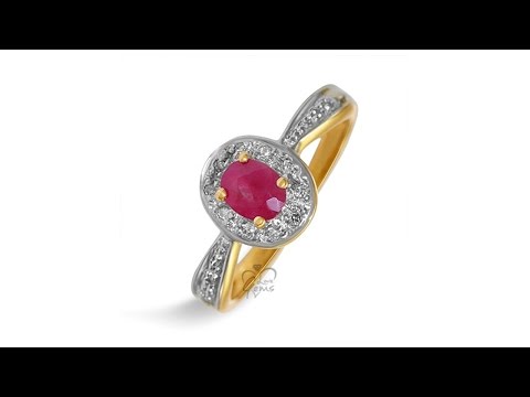 9ct Gold 0.40ct Ruby & Diamond Oval Dress Ring - Hatton Jewellers London