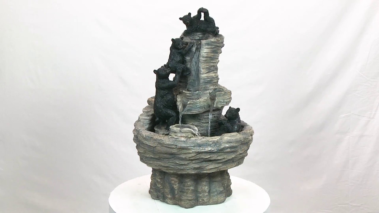 Rocky Mountain Splash Black Bears Garden Fountain Video
