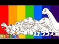 What color dinosaur am I? | Rainbow-Colored Dinosaur | Drawing | T-rex? Triceratops? | NINIkids