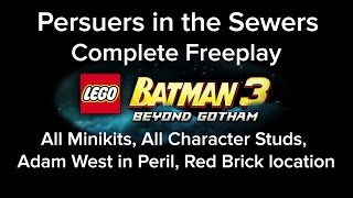 LEGO Batman 3 Pursuers in the Sewers Freeplay All Mini Kit Red Brick Characters Adam West Locations