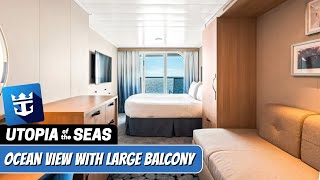 Utopia of the Seas | Ocean View with Large Balcony Walkthrough Tour | Royal Caribbean | 2024