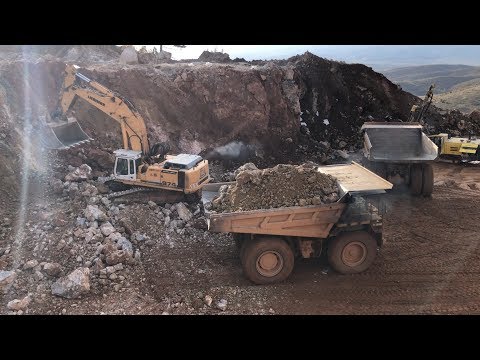 Liebherr 974 Excavator Loading Caterpillar 777C Dumpers - Sotiriadis/Labrianidis Mining Works