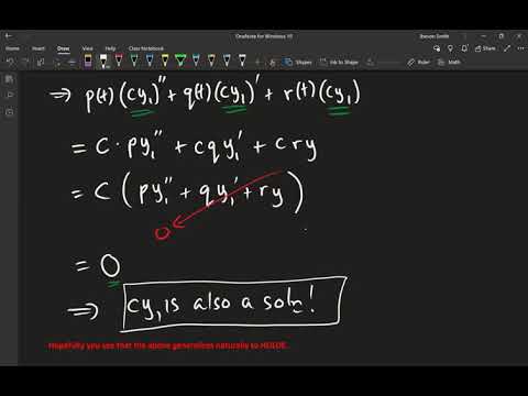 Math 391 1XC Lecture 9 - Solutions to linear ODEs; Linear Independence and The Wronskian