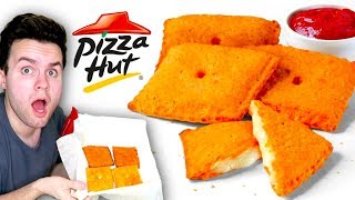 Trying Pizza Hut's GIANT Stuffed Cheez-It! - Fast Food Taste Test!