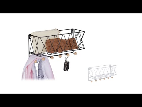 Étagère murale avec portemanteaux Noir - Marron clair