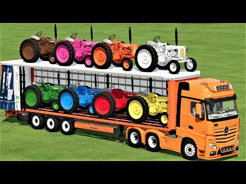 TRANSPORT OF COLORS ! MINI ZETOR TRACTOR TRANSPORTING TO WORK IN GRASS JOB ! Farming Simulator 22
